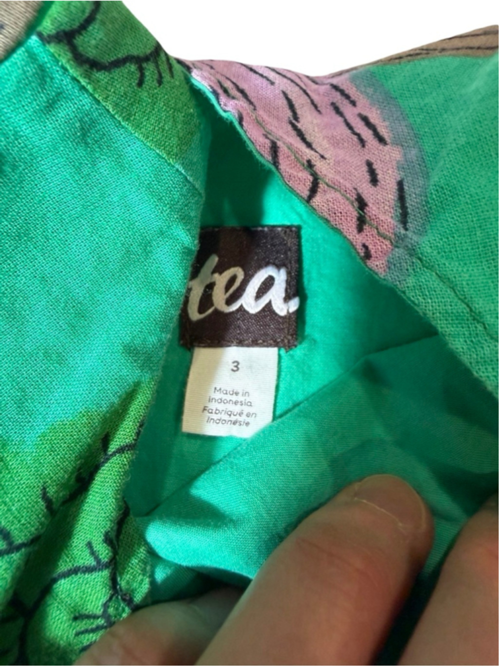 Tea Collection Bird Print Twirl Dress Turquoise Floral Girls Size 3 Whimsical - Picture 4 of 5